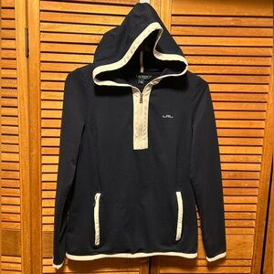 Lauren Ralph Lauren Navy Blue with White Trim and 1/4 Zip Hooded Top